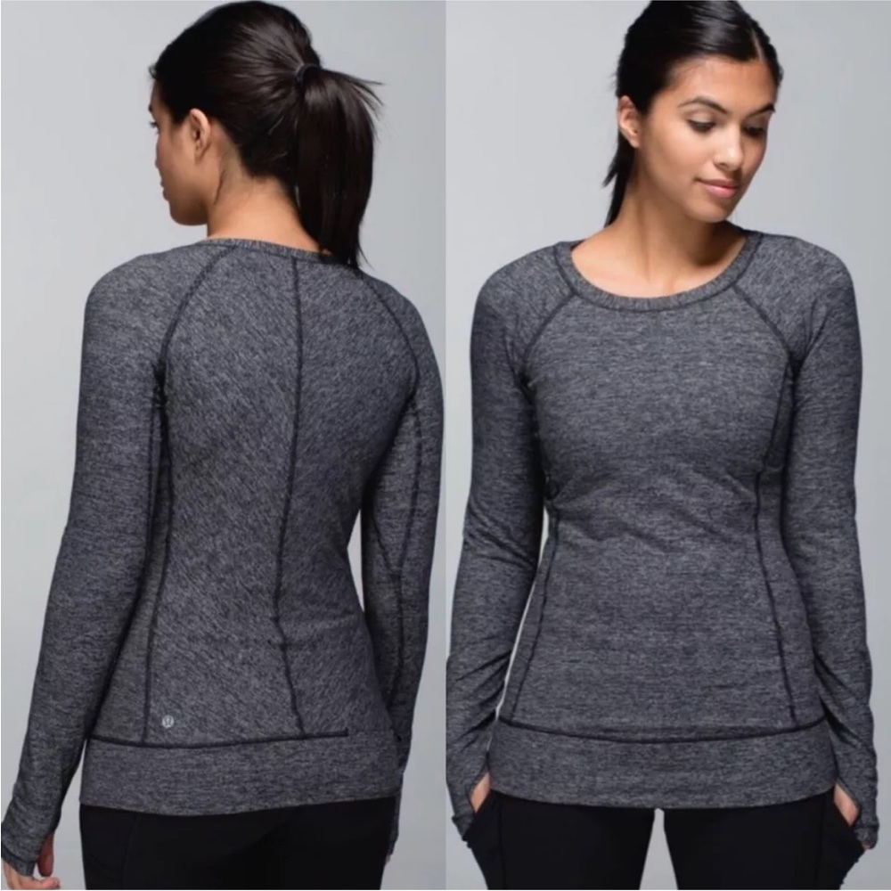 Lululemon Women's Race Your Pace Long Sleeve Wee Stripe Black Heathered -size 6